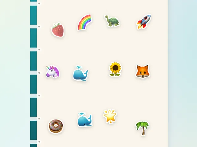 Stickers stuck on a page of Zara's sticker book.